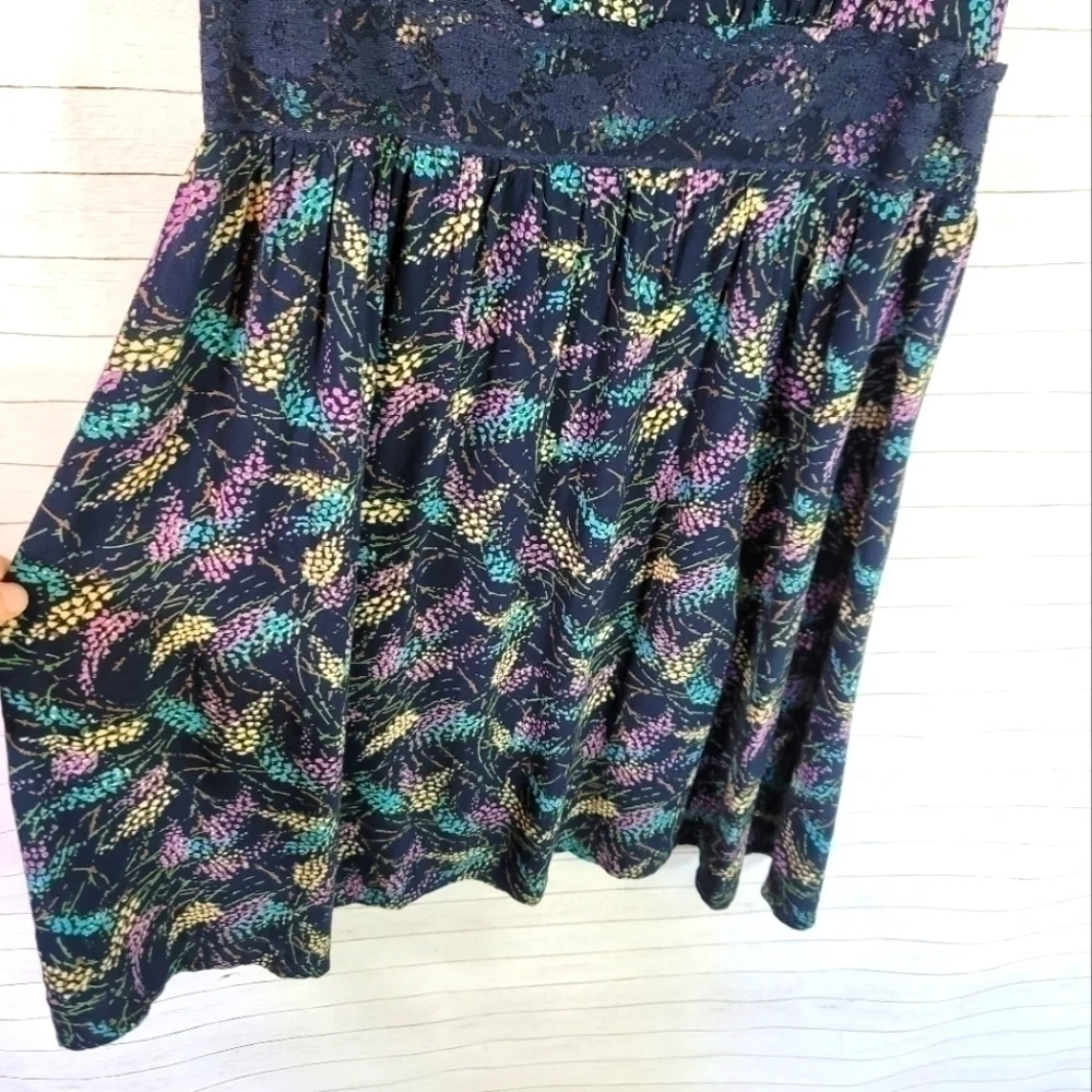 FREE PEOPLE LACE YOKE FLORAL SLEEVELESS DRESS, SZ SMALL
